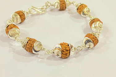 5 Face Rudraksh Bracelet In Silver (big beads)