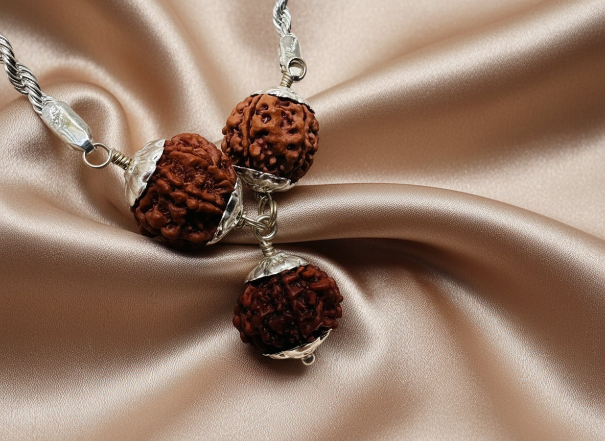 ✨ 2 Pcs 7 Mukhi Rudraksha (Nepali) + 1 Pc 11 Mukhi Rudraksha – Lab Certified ✨