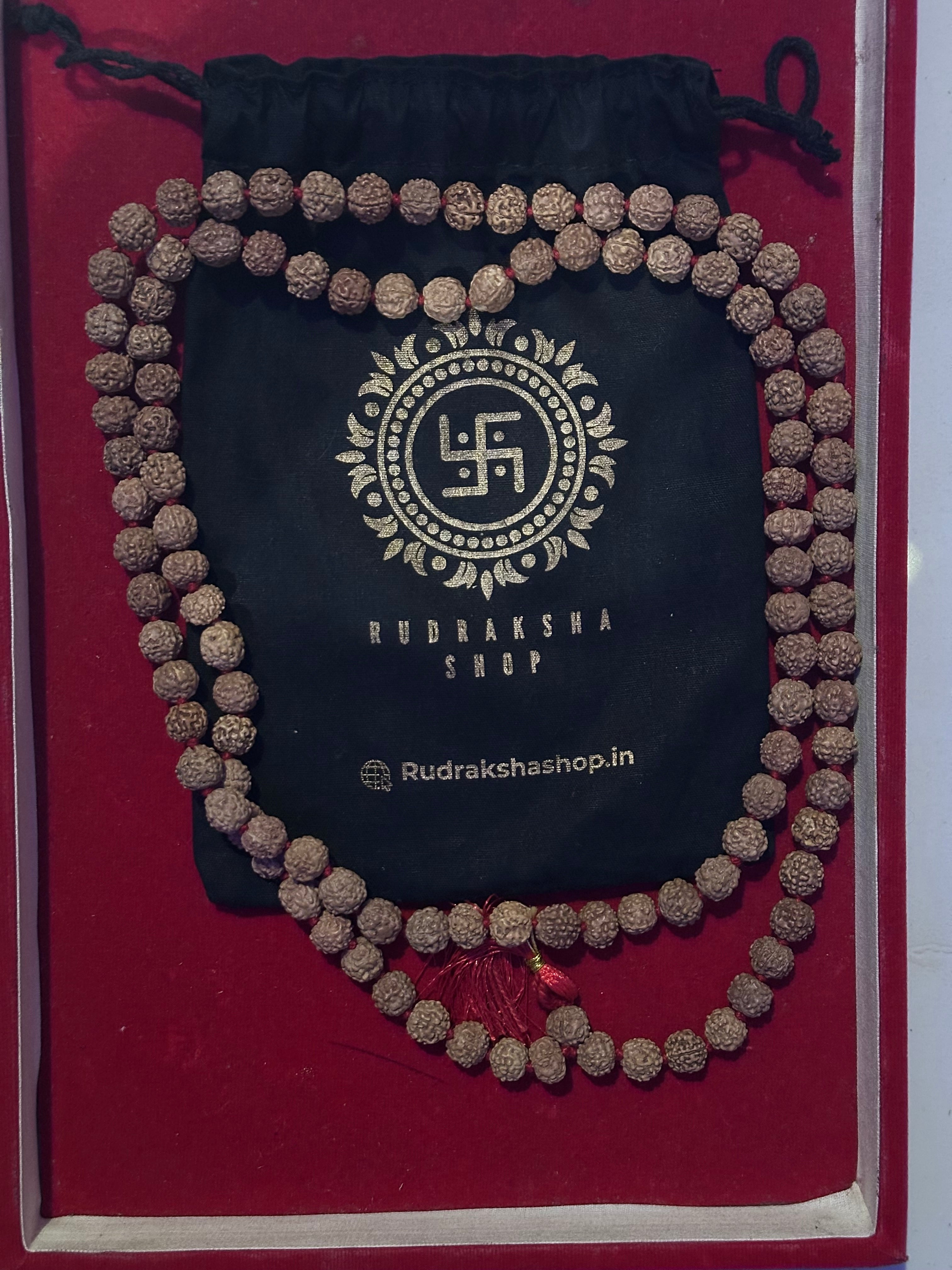 Maalavya Wood Rudraksha 5 Mukhi 108+1 Beads Mala (7 mm, Brown)
