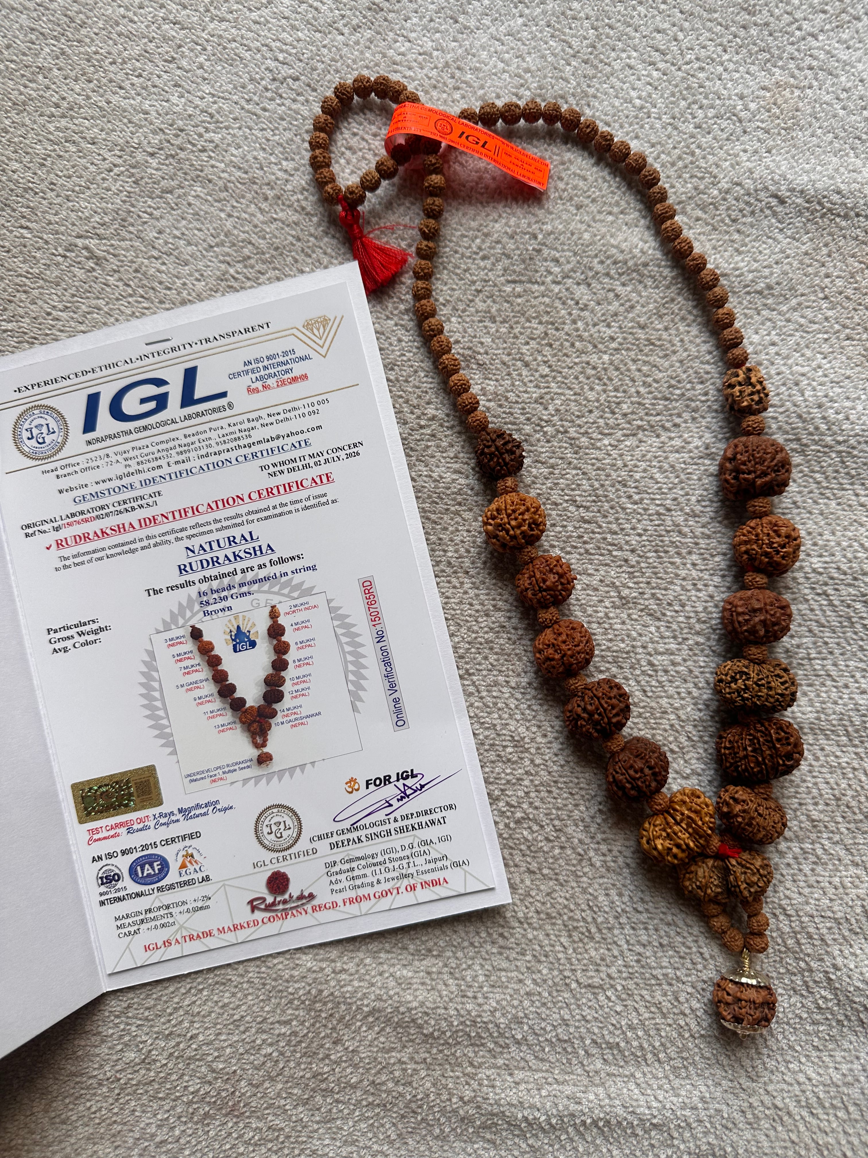 1–14 Mukhi Nepal Rudraksha Mala with Ganesh & Gauri Shankar