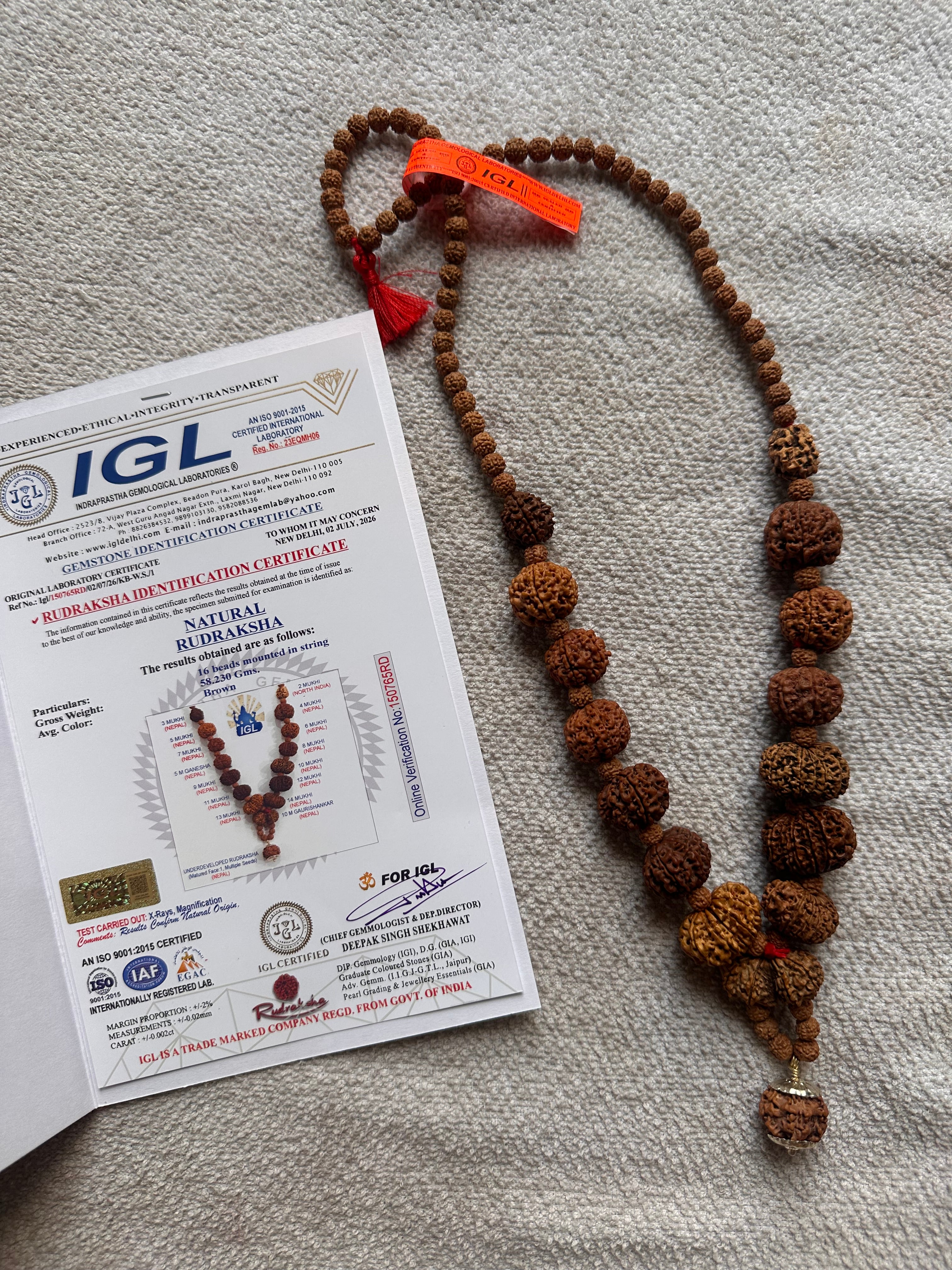 1–14 Mukhi Nepal Rudraksha Mala with Ganesh & Gauri Shankar