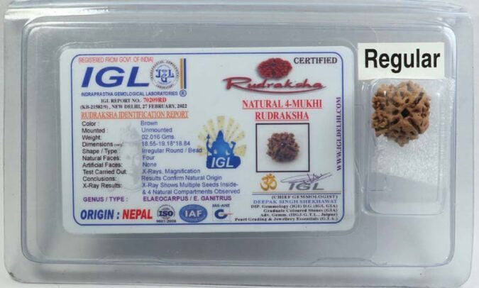 4 MUKHI CERTIFIED RUDRAKSHA NEPAL
